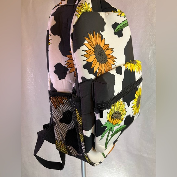Sunflower and Cow Print Backpack - Picture 2 of 5